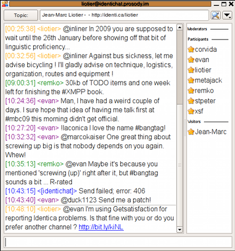 Screnshot of Identichat Jabber MUC