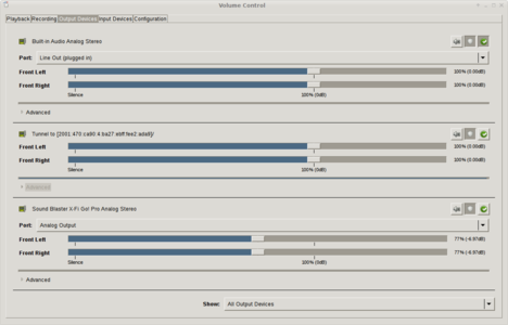 Pulseaudio remote device selection