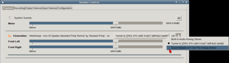 Using Pulseaudio volume control to choose a remote device to stream a local playback to.