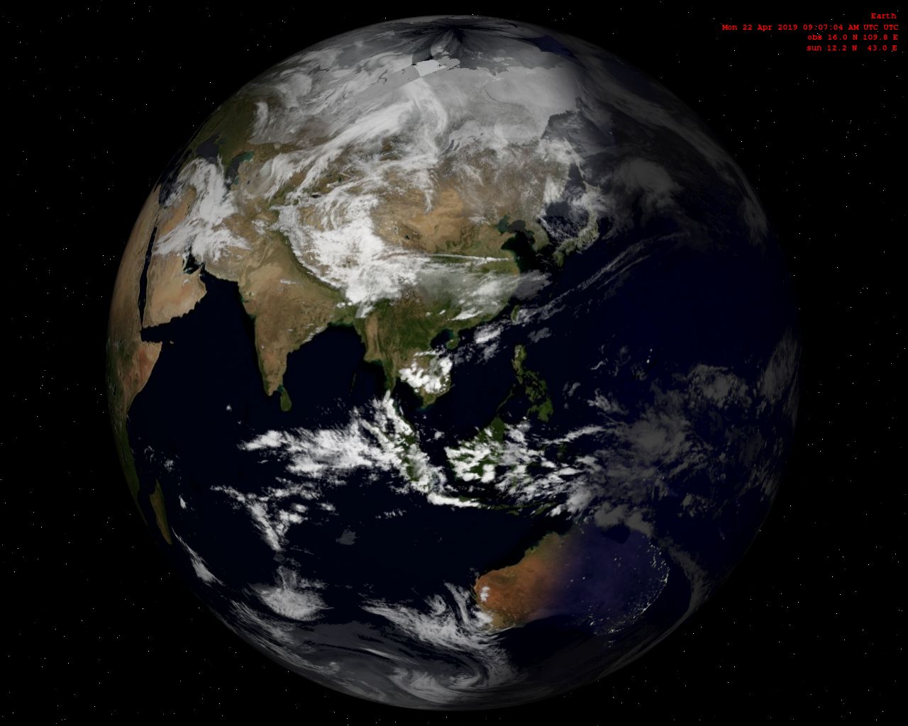 The simulated Earth - Asia