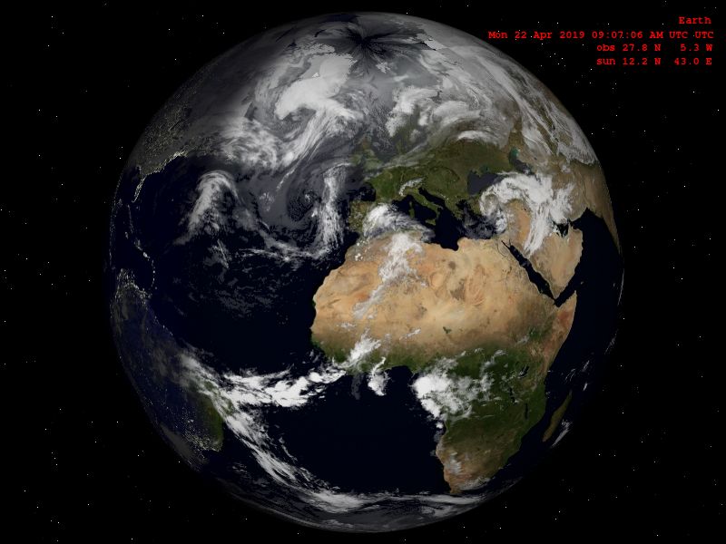 The simulated Earth - Europe, Middle-east, Africa and the Atlantic